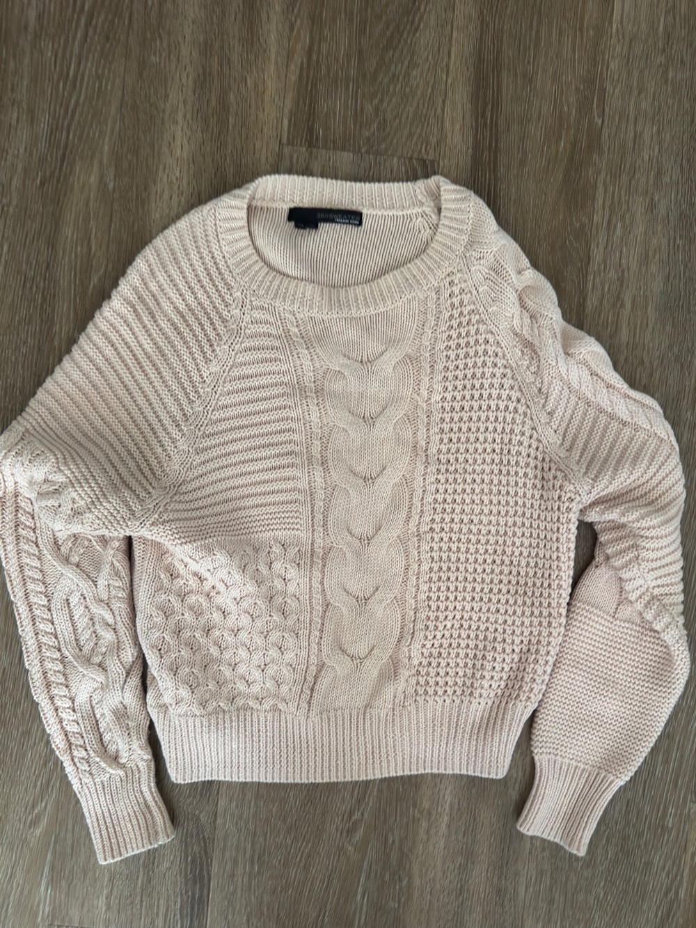 360 Cashmere Women's Cream Cable Mixed-Stitch Crewneck Sweater